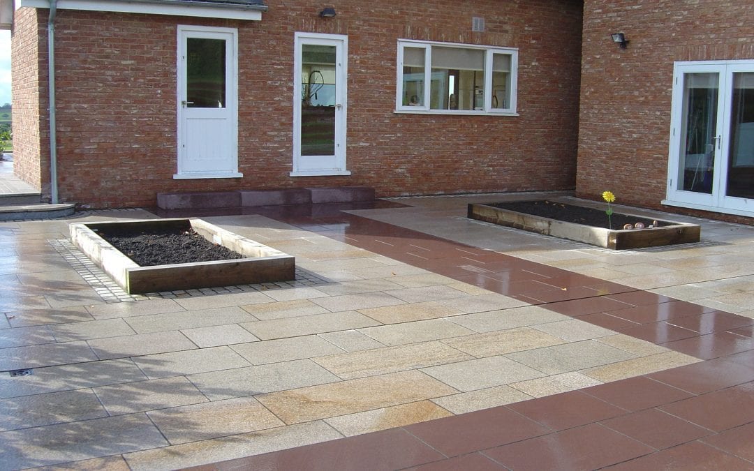 Large Granite Patio with water feature, Rainford, Lancashire